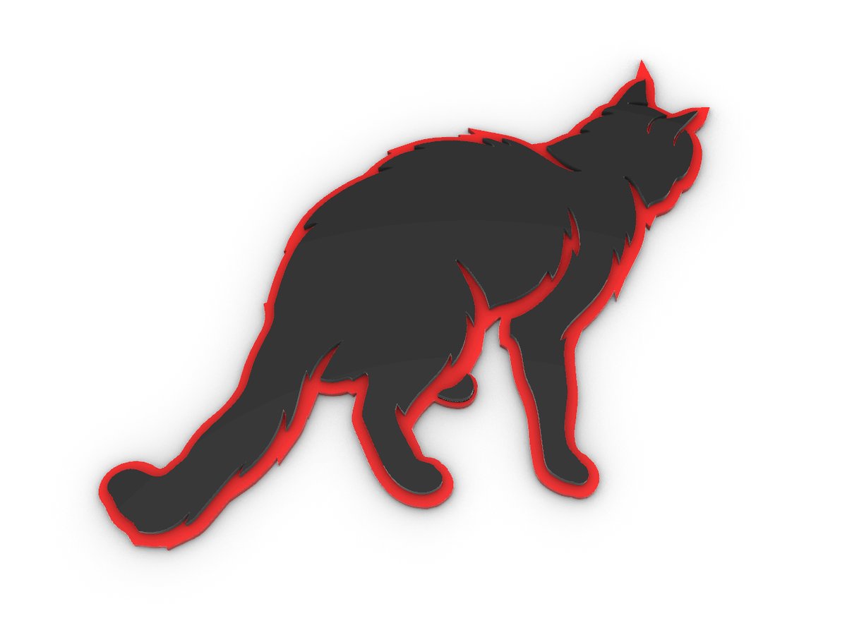 Scaredy Cat wall art: a black cat silhouette on a red base